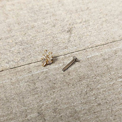 16G 5/16 Clear CZ Gem Leafy Golden Branch Threadless Labret Tragus