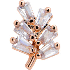 16G 5/16 Clear CZ Gem Leafy Rosy Branch Threadless Labret Tragus