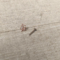 16G 5/16 Clear CZ Gem Leafy Rosy Branch Threadless Labret Tragus