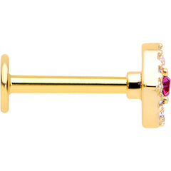 16G 5/16 Clear Pink Gem Gold Tone Open Eye Labret Monroe Tragus