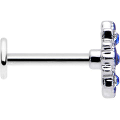 16G 5/16 Blue Clear Gem Embellished Cross Labret Monroe Tragus