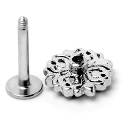 16G 5/16 Blue Clear Gem Embellished Cross Labret Monroe Tragus