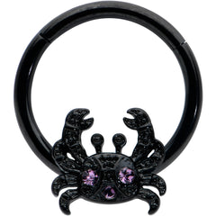 16G 3/8 Purple Gem Black Chic Crab Hinged Segment Ring