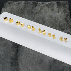 3mm-8mm Square Stud Gold Tone 316L Stainless Steel Earrings 6 Pack