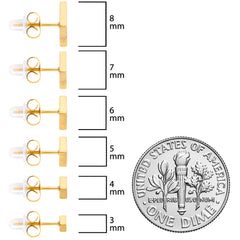 3mm-8mm Square Stud Gold Tone 316L Stainless Steel Earrings 6 Pack