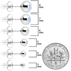 Aurora Gem 3mm to 8mm Ball End Stud Earrings Set of 6