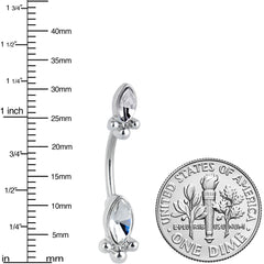 Clear Gem Art Deco Ovals Double Mount Belly Ring