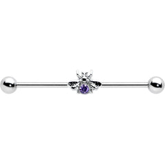 14G Purple Gem Bee Beautiful Insect Industrial Barbell 38mm