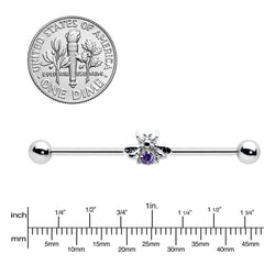 14G Purple Gem Bee Beautiful Insect Industrial Barbell 38mm