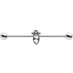 14G Gem Deco Oval Industrial Barbell 38mm