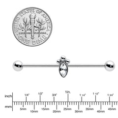 14G Gem Deco Oval Industrial Barbell 38mm