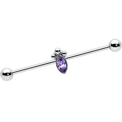 14G Gem Deco Oval Industrial Barbell 38mm