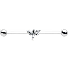 14G Clear Gem Simple Stylized Dragonfly Industrial Barbell 38mm