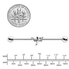 14G Clear Gem Simple Stylized Dragonfly Industrial Barbell 38mm