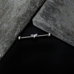 14G Purple Gem Simple Stylized Dragonfly Industrial Barbell 38mm
