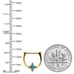 16G 5/16 Blue Synthetic Opal Gold Tone Rhombus Cartilage Clicker