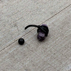 Purple Amethyst Stone Black Claw Belly Ring