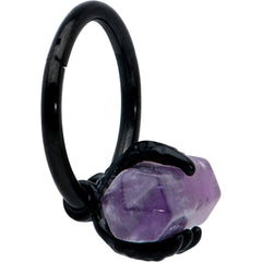 16G 3/8 Purple Amethyst Black Claw Obelisk Hinged Segment Ring