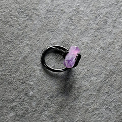 16G 3/8 Purple Amethyst Black Claw Obelisk Hinged Segment Ring