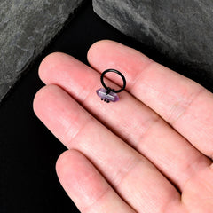 16G 3/8 Purple Amethyst Black Claw Obelisk Hinged Segment Ring