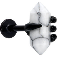 16G 5/16 White Howlite Black Claw Obelisk Labret Monroe Tragus