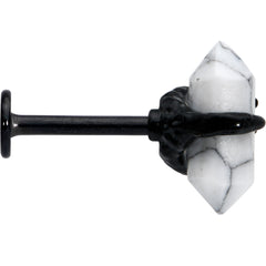 16G 5/16 White Howlite Black Claw Obelisk Labret Monroe Tragus