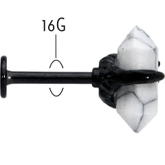 16G 5/16 White Howlite Black Claw Obelisk Labret Monroe Tragus