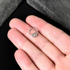 16G 3/8 Clear Gem Epic Fabulous Flower Hinged Segment Ring