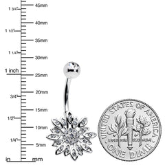 Clear Gem Rococo Starry Flower Baroque Belly Ring