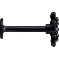 16G 5/16 Pink Gem Black Midnight Flower Labret Monroe Tragus