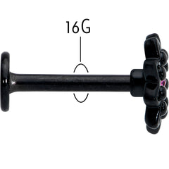 16G 5/16 Pink Gem Black Midnight Flower Labret Monroe Tragus