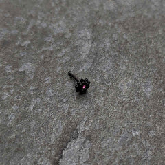 20G 1/4 Pink Gem Black Starry Flower Halloween Nose Bone