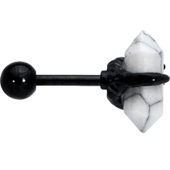 16G 1/4 White Howlite Black Claw Obelisk Cartilage Earring