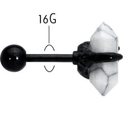 16G 1/4 White Howlite Black Claw Obelisk Cartilage Earring