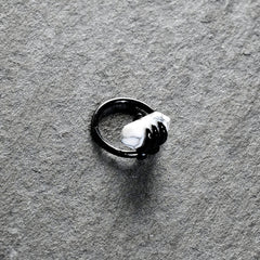 16G 3/8 White Howlite Black Claw Obelisk Hinged Segment Ring