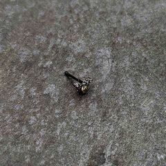 20G 1/4 Clear Yellow Gem Black Butterfly Nose Bone