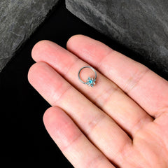 16G 3/8 Blue Clear Gem Glamour Star Hinged Segment Ring