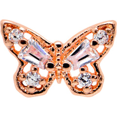 16G 1/4 Clear Gem Rosy Tone Opulent Butterfly Cartilage Earring