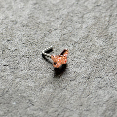 20G 7mm Clear Gem Baroque Rosy Butterfly L Shape Nose Ring