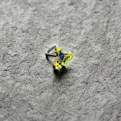 20G 7mm Blue Gem Tropic Fan L Shape Nose Ring