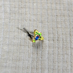 20G 7mm Blue Gem Tropic Fan L Shape Nose Ring