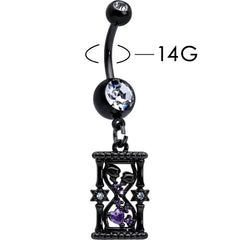 Clear Purple Gem Black Goth Heart Skulls Hourglass Dangle Belly Ring