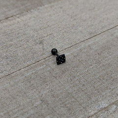 16G 1/4 Blue Gem Black Lacy Rhombus Cartilage Tragus Earring
