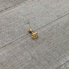 16G 1/4 Blue Gem Gold Tone Lacy Rhombus Cartilage Tragus Earring