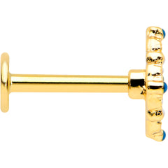 16G 5/16 Blue Gem Gold Tone Lacy Rhombus Labret Monroe Tragus