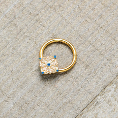 16G 3/8 Gold Tone Lacy Rhombus Hinged Segment Ring