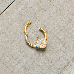 16G 3/8 Gold Tone Lacy Rhombus Hinged Segment Ring