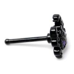 20G 1/4 Purple Gem Black Chic Crab Nose Bone