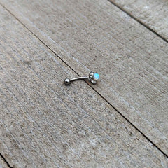 16G 5/16 White Synthetic Opal Style Flower Curved Eyebrow Ring