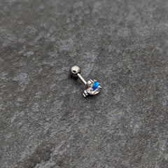 16G 1/4 Blue Synthetic Opal Style Flower Cartilage Tragus Earring